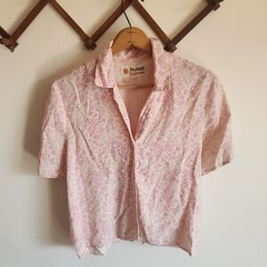 Mollusk Califonia Aloha Pink Floral Short-Sleeve Button Up Shirt Tencel Medium